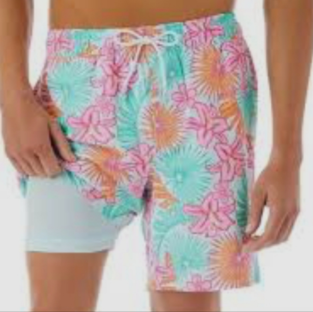 Tropical Floral Men's Swim Board Shorts